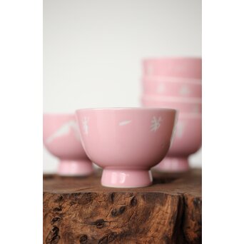 春峰作 桃色漢詩山景 煎茶碗六客　P407 