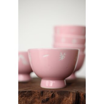 春峰作 桃色漢詩山景 煎茶碗六客　P407 