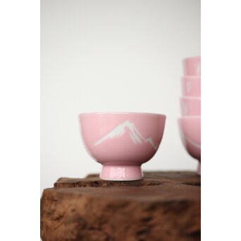 春峰作 桃色漢詩山景 煎茶碗六客　P407 