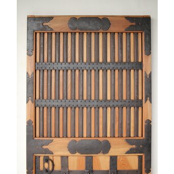 総欅 重金具格子蔵戸　W115Y 格子にもびっしりと金具