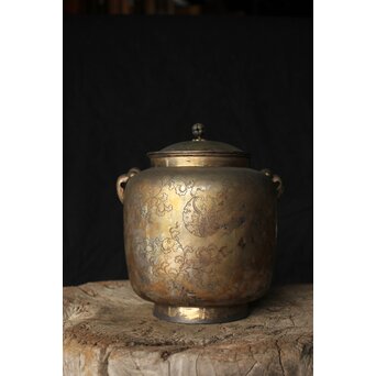 唐草文 いぶし銀水指　M370 