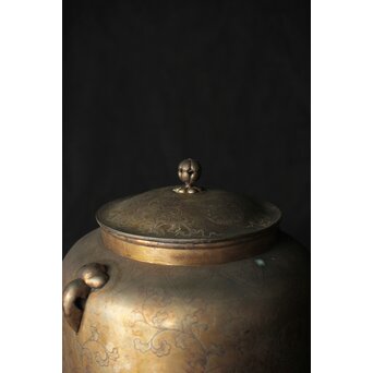 唐草文 いぶし銀水指　M370 