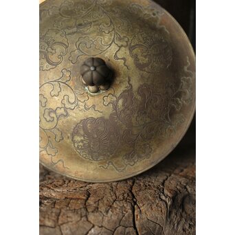 唐草文 いぶし銀水指　M370 