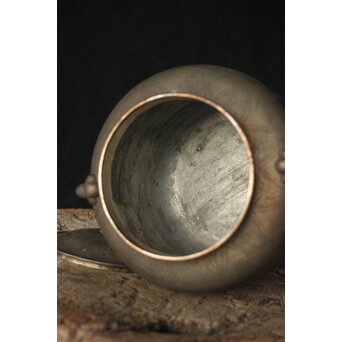 唐草文 いぶし銀水指　M370 