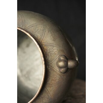 唐草文 いぶし銀水指　M370 