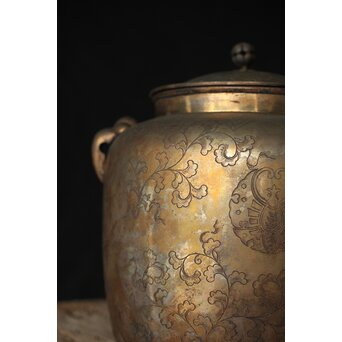 唐草文 いぶし銀水指　M370 