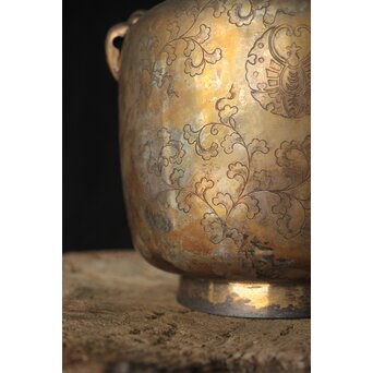 唐草文 いぶし銀水指　M370 