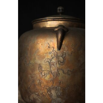 唐草文 いぶし銀水指　M370 