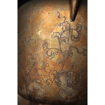 唐草文 いぶし銀水指　M370 