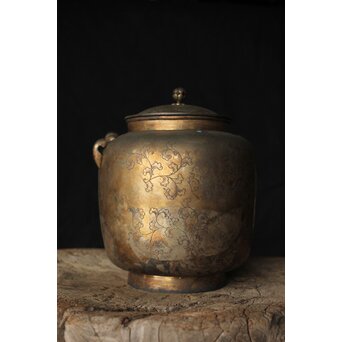 唐草文 いぶし銀水指　M370