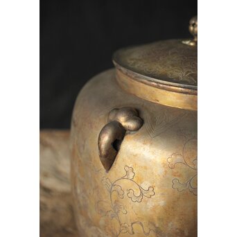 唐草文 いぶし銀水指　M370 