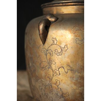 唐草文 いぶし銀水指　M370 