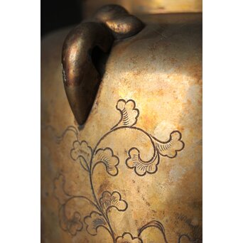 唐草文 いぶし銀水指　M370 