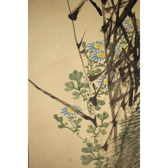 倣 池上秀畝 花鳥図 絹本軸装　Z427 