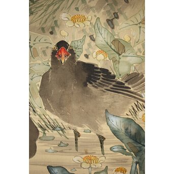 倣 池上秀畝 花鳥図 絹本軸装　Z427 