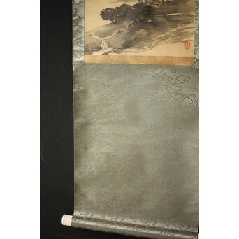 高森砕巌 山水 小幅 掛軸　Z430 