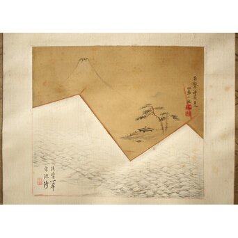 田能村直入/白須心華 合装掛軸　Z431