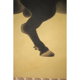 入江北宰【牡牛】絹本軸装 掛軸　Z432 