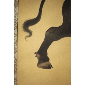 入江北宰【牡牛】絹本軸装 掛軸　Z432 