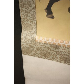 入江北宰【牡牛】絹本軸装 掛軸　Z432 