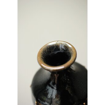 原清 人間国宝  北宋 磁州窯黒釉堆線意 ぐい呑 徳利　P409 