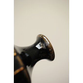 原清 人間国宝  北宋 磁州窯黒釉堆線意 ぐい呑 徳利　P409 