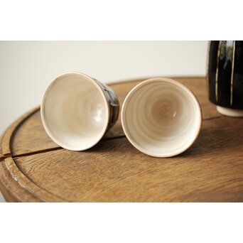 原清 人間国宝  北宋 磁州窯黒釉堆線意 ぐい呑 徳利　P409 