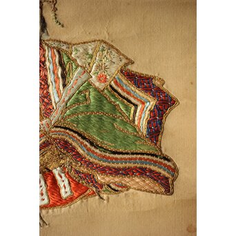 雛飾り 殿と姫 時代刺繍 掛軸 一対二幅　Z433 