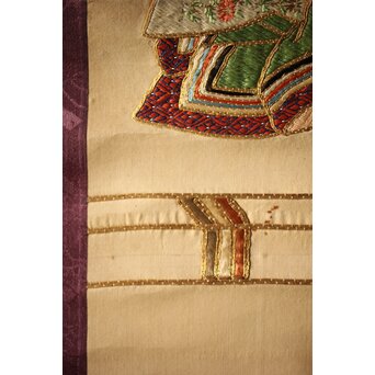 雛飾り 殿と姫 時代刺繍 掛軸 一対二幅　Z433 