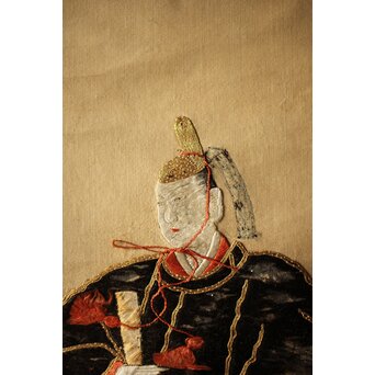 雛飾り 殿と姫 時代刺繍 掛軸 一対二幅　Z433 