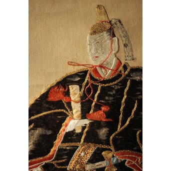 雛飾り 殿と姫 時代刺繍 掛軸 一対二幅　Z433 