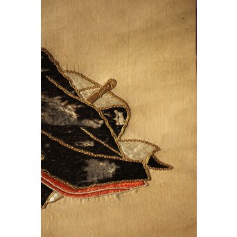 雛飾り 殿と姫 時代刺繍 掛軸 一対二幅　Z433 