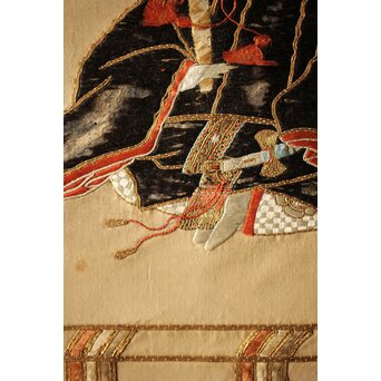 雛飾り 殿と姫 時代刺繍 掛軸 一対二幅　Z433 