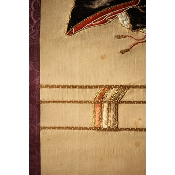 雛飾り 殿と姫 時代刺繍 掛軸 一対二幅　Z433 