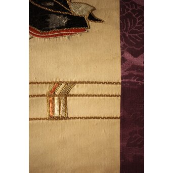 雛飾り 殿と姫 時代刺繍 掛軸 一対二幅　Z433 