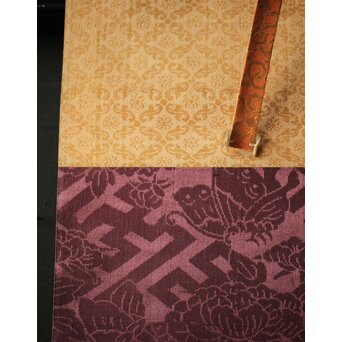 雛飾り 殿と姫 時代刺繍 掛軸 一対二幅　Z433 