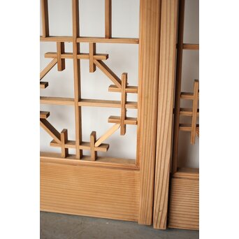 松皮菱組子 障子書院 4枚1組　R0313 一部修復組子が少し目立ちます