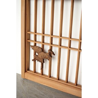 鶴文 欄間引戸 2枚1組　R0315 この鶴が少し欠けがある様子