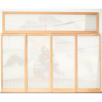 鷹松 ガラス書院欄間 5枚1組　R0316 ここから背面　ガラス入り