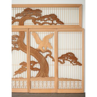 鷹松 ガラス書院欄間 5枚1組　R0316 