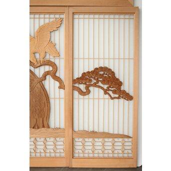 鷹松 ガラス書院欄間 5枚1組　R0316 