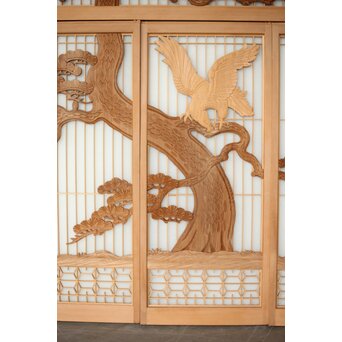 鷹松 ガラス書院欄間 5枚1組　R0316 