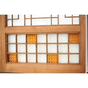 細分化腰板 プレスと色ガラスの建具 2枚1組　GD0187Y 