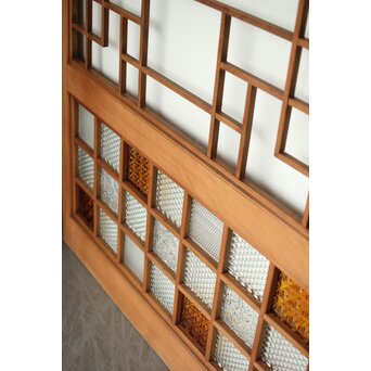 細分化腰板 プレスと色ガラスの建具 2枚1組　GD0187Y 