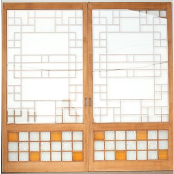 細分化腰板 プレスと色ガラスの建具 2枚1組　GD0187Y ウラ