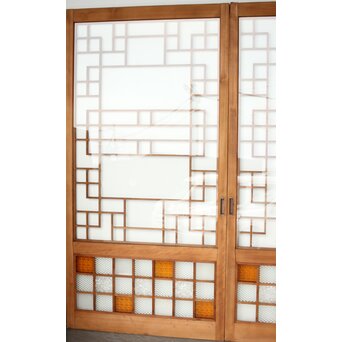 細分化腰板 プレスと色ガラスの建具 2枚1組　GD0187Y 