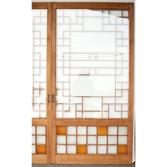 細分化腰板 プレスと色ガラスの建具 2枚1組　GD0187Y 