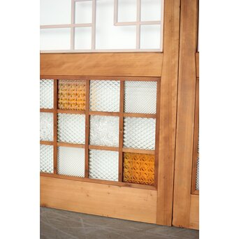 細分化腰板 プレスと色ガラスの建具 2枚1組　GD0187Y 