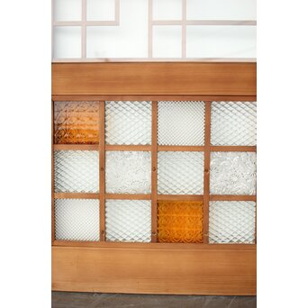 細分化腰板 プレスと色ガラスの建具 2枚1組　GD0187Y 