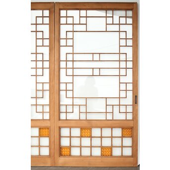 細分化腰板 プレスと色ガラスの建具 2枚1組　GD0187Y 